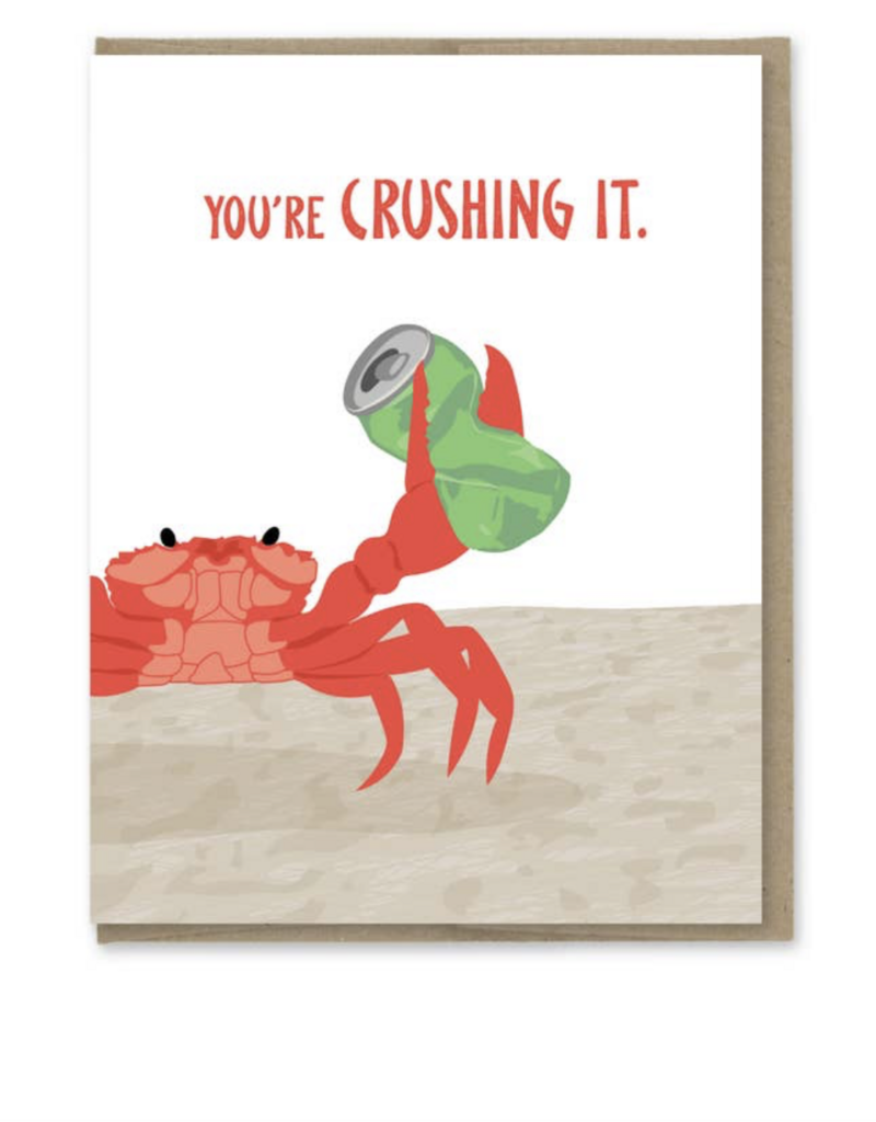 Modern Printed Matter Crushing It Crab Congrats Card