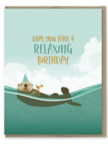 Modern Printed Matter Relaxing Sea Otter Birthday Card