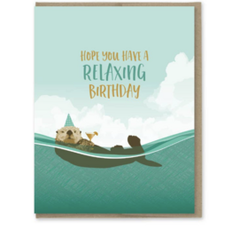 Modern Printed Matter Relaxing Sea Otter Birthday Card