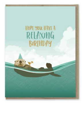 Modern Printed Matter Relaxing Sea Otter Birthday Card