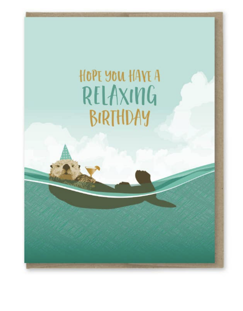 Modern Printed Matter Relaxing Sea Otter Birthday Card
