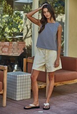 By Together Knit Cotton Striped Round Neck Sleeveless Top