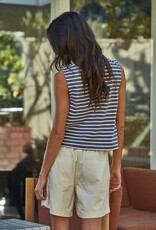 By Together Knit Cotton Striped Round Neck Sleeveless Top