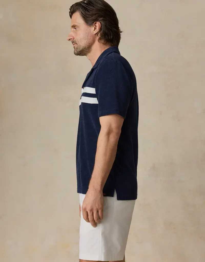Faherty Cabana Towel Terry Surf Stripe Polo