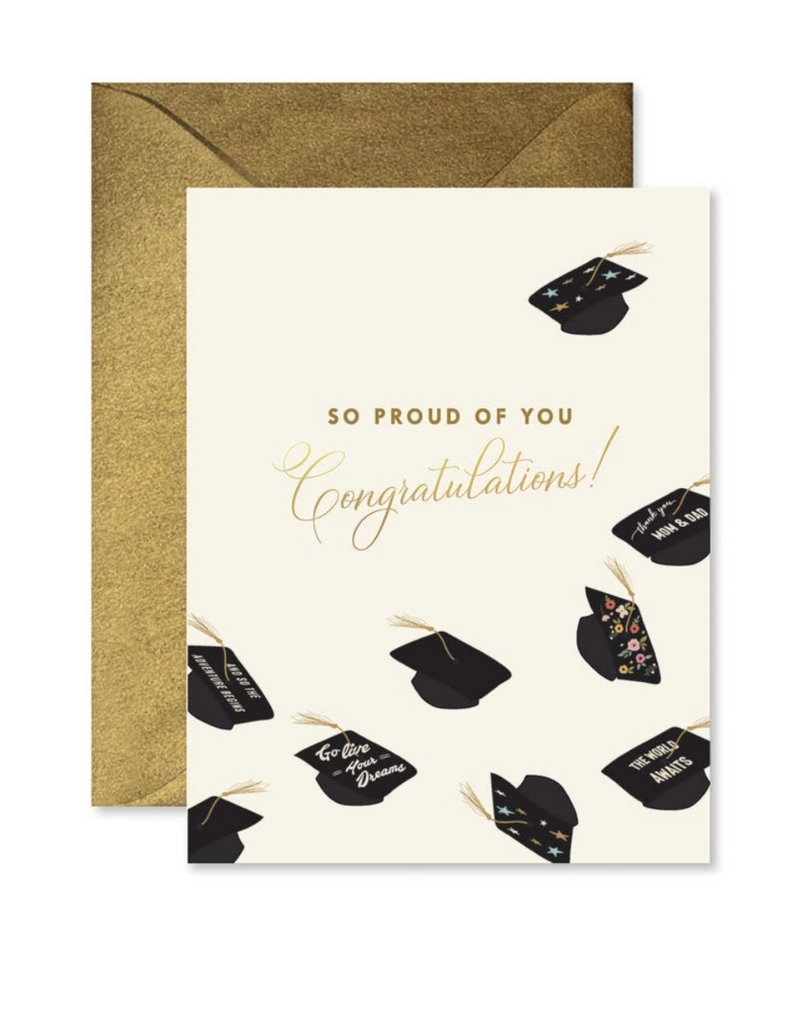 Ginger P. Designs Flying Hats Grad Card