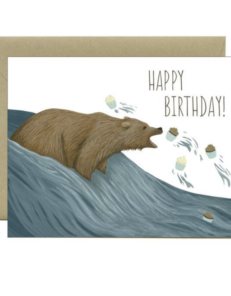 Yeppie Paper Grizzly Bear Cupcakes Birthday Card