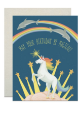 Yeppie Paper Magical Unicorn w/ Rainbows and Dolphins Birthday Card
