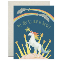 Yeppie Paper Magical Unicorn w/ Rainbows and Dolphins Birthday Card