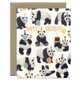 Yeppie Paper Pandas Galore w/ Birthday Hats Card