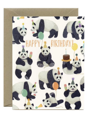 Yeppie Paper Pandas Galore w/ Birthday Hats Card