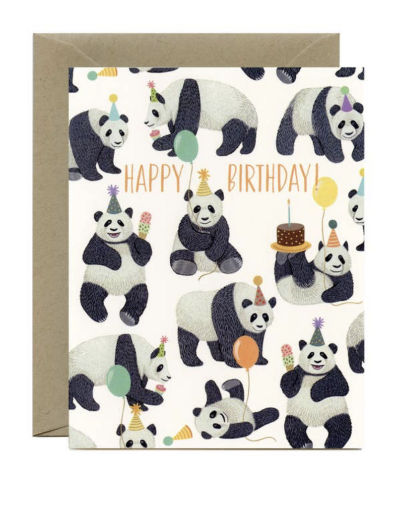 Yeppie Paper Pandas Galore w/ Birthday Hats Card