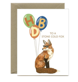 Yeppie Paper Stone Cold Fox and Balloons Birthday Card
