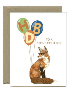 Yeppie Paper Stone Cold Fox and Balloons Birthday Card