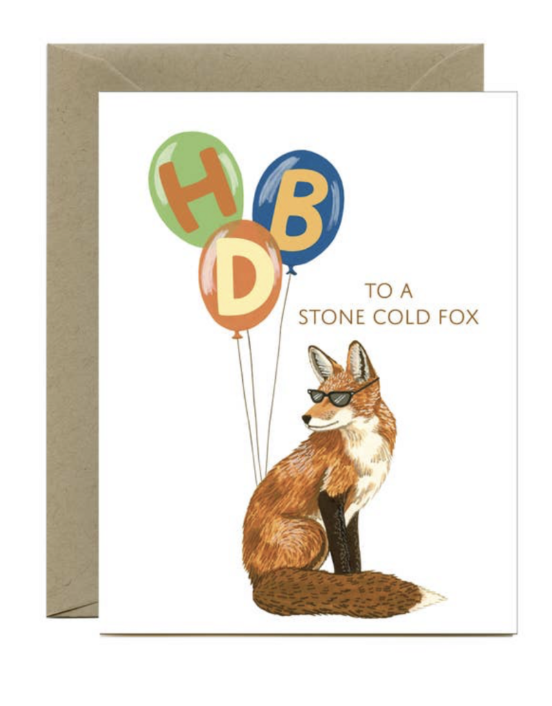 Yeppie Paper Stone Cold Fox and Balloons Birthday Card