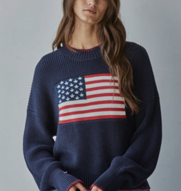 By Together Knit Sweater Crew American Flag