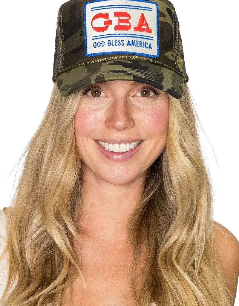 Friday Feelin' God Bless America Camo Trucker Hat