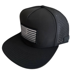 Local Beach American Flag Mesh Tech Trucker Black