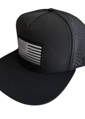 Local Beach American Flag Mesh Tech Trucker Black