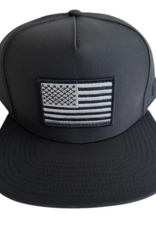 Local Beach American Flag Mesh Tech Trucker Black