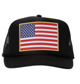 Local Beach American Flag Patch Trucker Hat Black