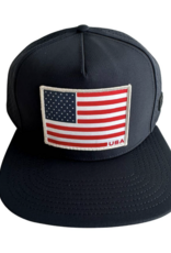 Local Beach American Flag USA Mesh Tech Trucker Hat Navy