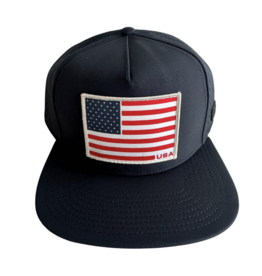 Local Beach American Flag USA Mesh Tech Trucker Hat Navy