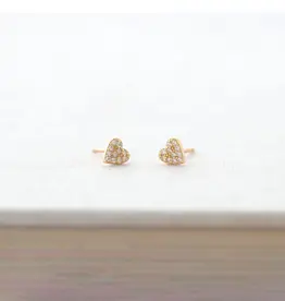 Kris Nations Heart Crystal Outline Stud Earrings