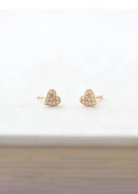 Kris Nations Heart Crystal Outline Stud Earrings