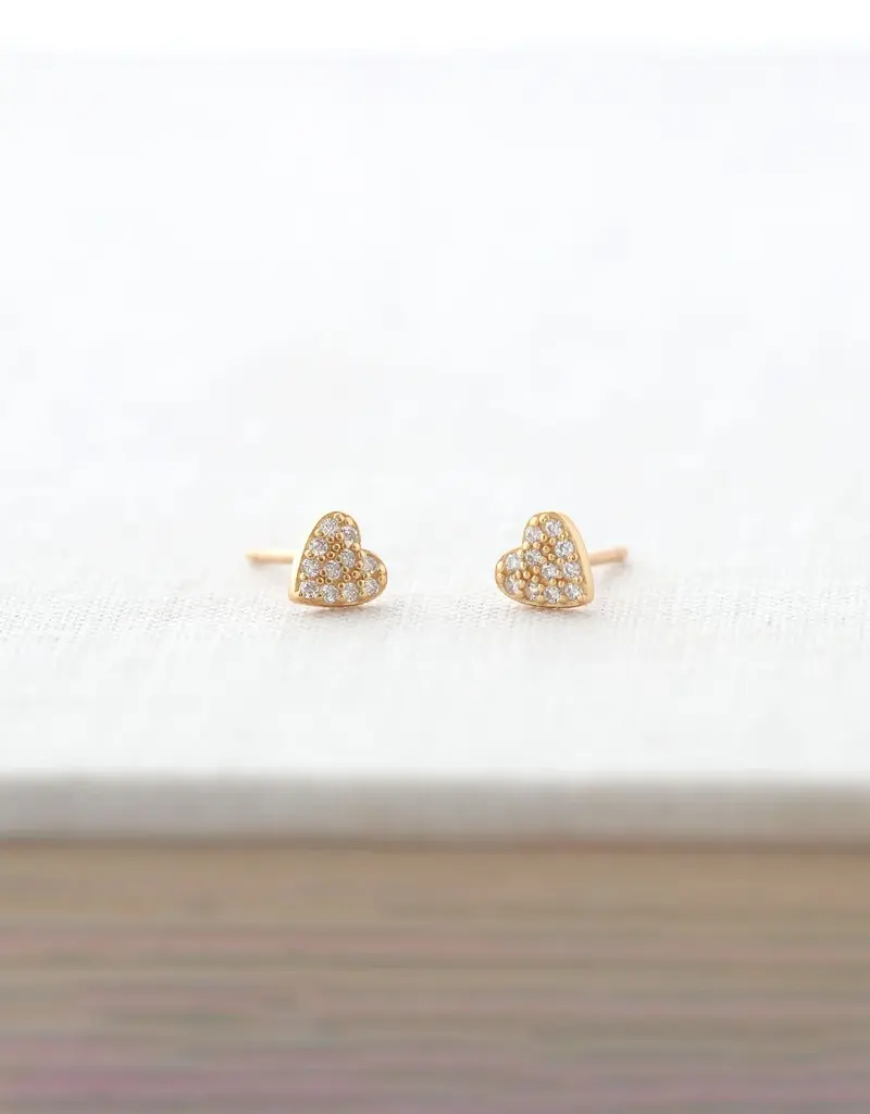Kris Nations Heart Crystal Outline Stud Earrings