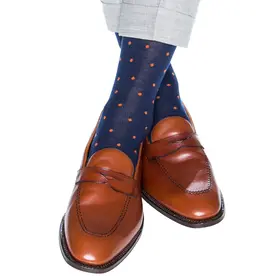 Dapper Classics Dress Navy w/ Burnt Orange Dots