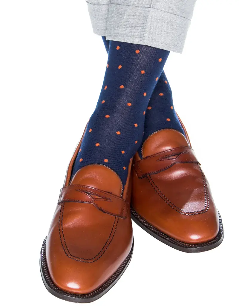 Dapper Classics Dress Navy w/ Burnt Orange Dots