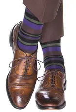 Dapper Classics Black with Pine/Purple/Brown Merino Mid-Calf