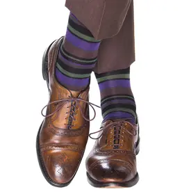 Dapper Classics Black with Pine/Purple/Brown Merino Mid-Calf
