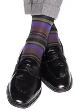 Dapper Classics Black with Pine/Purple/Brown Merino Mid-Calf