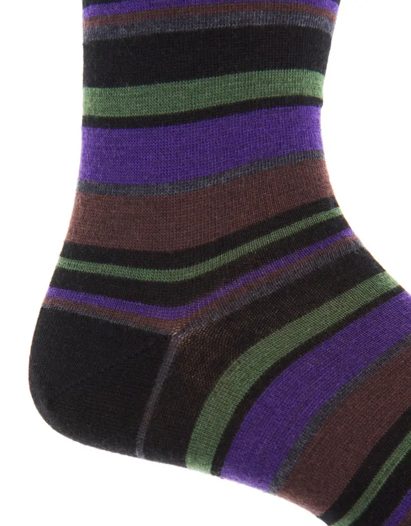 Dapper Classics Black with Pine/Purple/Brown Merino Mid-Calf