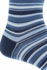 Dapper Classics Dress Navy and Blue Stripes Merino Mid-Calf