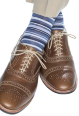 Dapper Classics Dress Navy and Blue Stripes Merino Mid-Calf