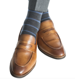 Dapper Classics Charocal Bay Stripe Merino Mid-Calf
