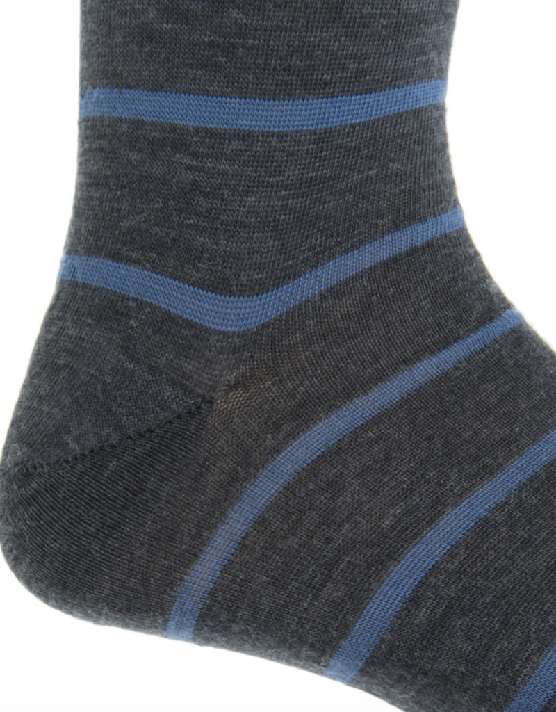 Dapper Classics Charocal Bay Stripe Merino Mid-Calf