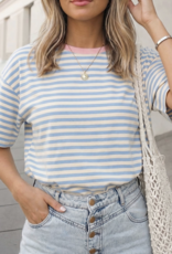 Aapparella Stripe Contrast Crewneck Drop Shoulder Tee