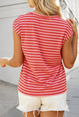 Aapparella Stripe Ribbed Cap Sleeve Tee