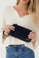 Pretty Simple Suede Emma Woven Clutch Wristlet