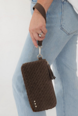 Pretty Simple Suede Emma Woven Clutch Wristlet