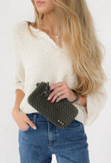 Pretty Simple Suede Emma Woven Clutch Wristlet