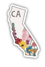 Big Moods CA State & Flowers Sticker