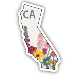 Big Moods CA State & Flowers Sticker