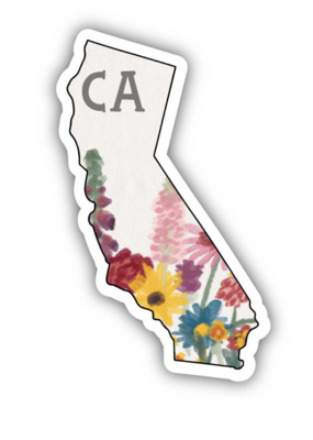 Big Moods CA State & Flowers Sticker