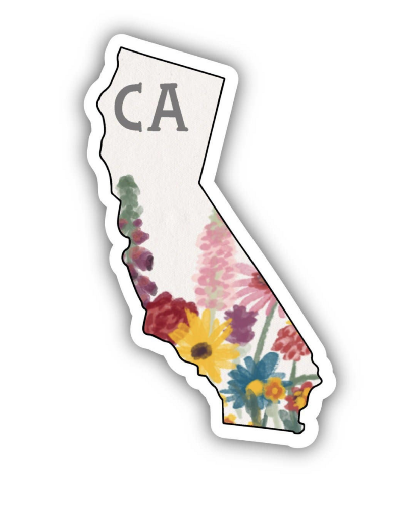 Big Moods CA State & Flowers Sticker
