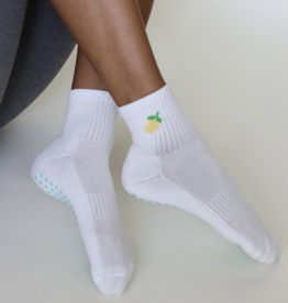 California Grip Socks The Lemon Shortie Grip Socks-White