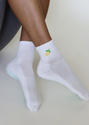 California Grip Socks The Lemon Shortie Grip Socks-White